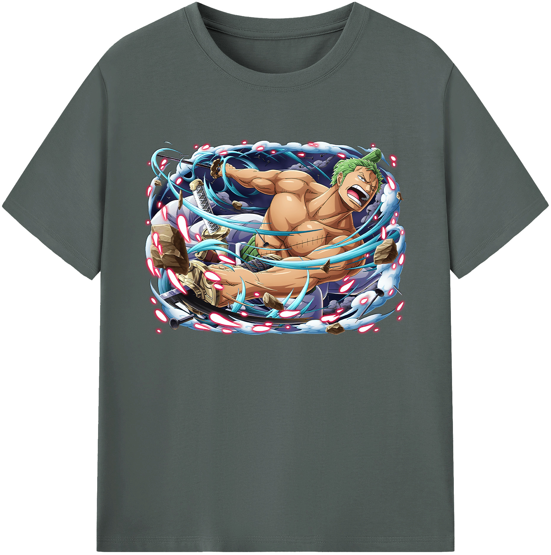 ワンピース ロロノア・ゾロ ONE PIECE Roronoa Zoro 綿100％ メンズ半袖Tシャツ｜肌触りやわらか＆通気性